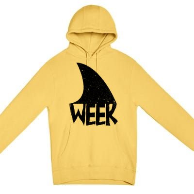 Shark Fin Art Simple Week 2024 Design For Ocean Sharks Lover Gift Premium Pullover Hoodie