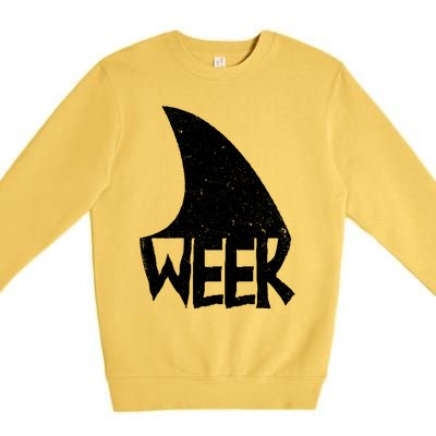 Shark Fin Art Simple Week 2024 Design For Ocean Sharks Lover Gift Premium Crewneck Sweatshirt