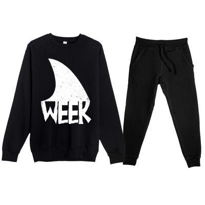 Shark Fin Art Simple Week 2024 Design For Ocean Sharks Lover Gift Premium Crewneck Sweatsuit Set