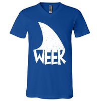 Shark Fin Art Simple Week 2024 Design For Ocean Sharks Lover Gift V-Neck T-Shirt