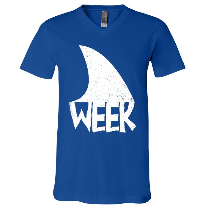 Shark Fin Art Simple Week 2024 Design For Ocean Sharks Lover Gift V-Neck T-Shirt