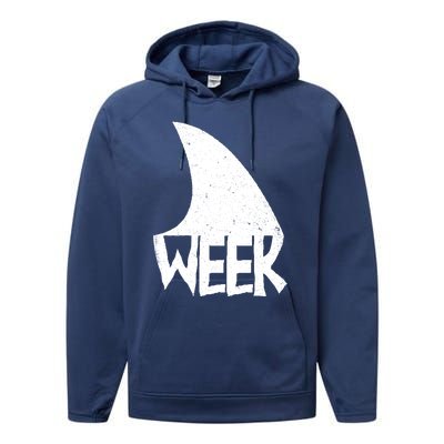 Shark Fin Art Simple Week 2024 Design For Ocean Sharks Lover Gift Performance Fleece Hoodie