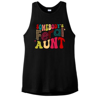 Somebody's Feral Aunt Groovy Mothers' Day Mom Aunt Ladies PosiCharge Tri-Blend Wicking Tank