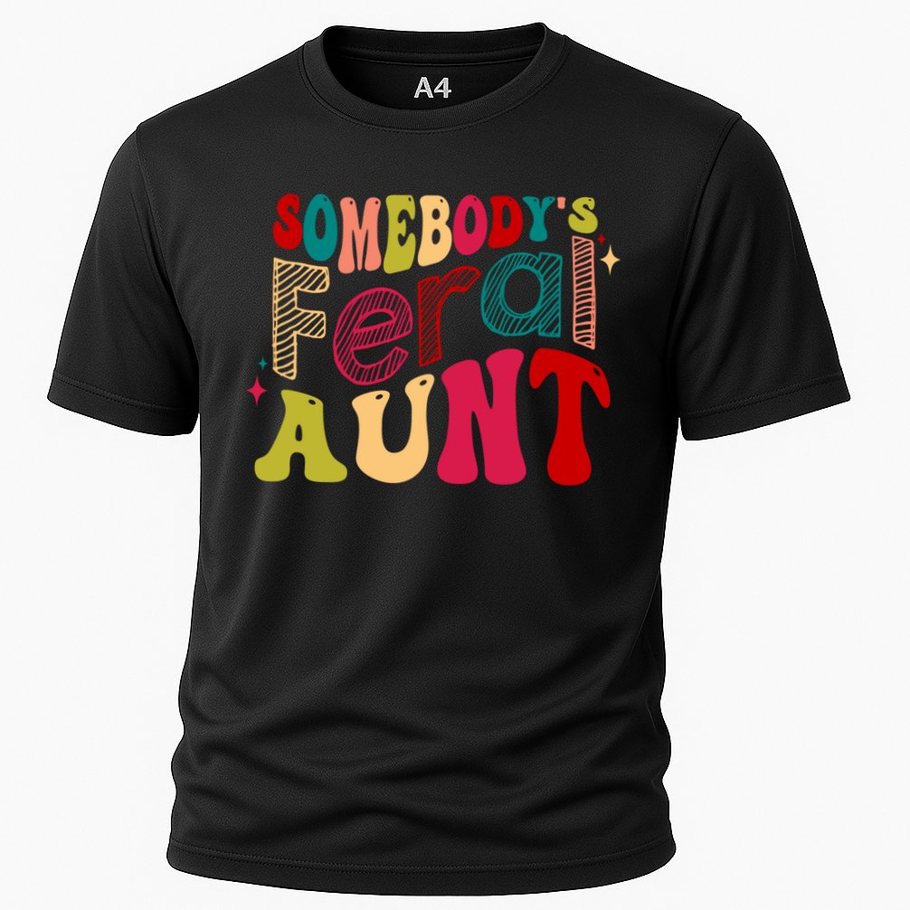 Somebody's Feral Aunt Groovy Mothers' Day Mom Aunt Cooling Performance Crew T-Shirt