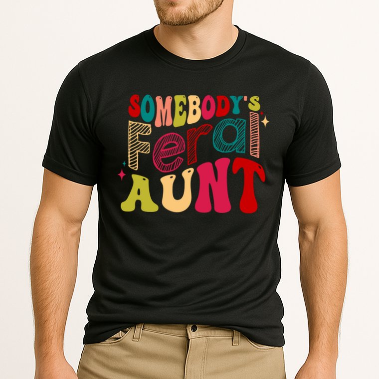 Somebody's Feral Aunt Groovy Mothers' Day Mom Aunt Cooling Performance Crew T-Shirt