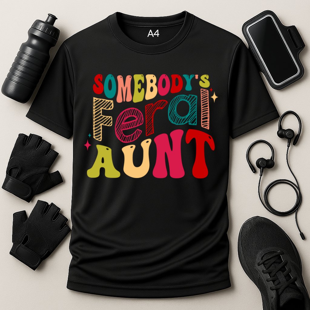 Somebody's Feral Aunt Groovy Mothers' Day Mom Aunt Cooling Performance Crew T-Shirt