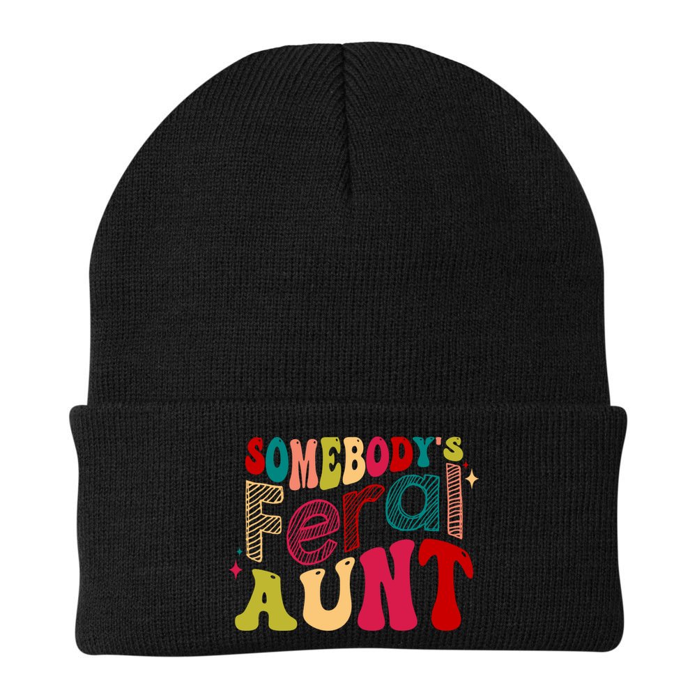 Somebody's Feral Aunt Groovy Mothers' Day Mom Aunt Beanie