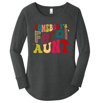 Somebody's Feral Aunt Groovy Mothers' Day Mom Aunt Women's Perfect Tri Tunic Long Sleeve Shirt