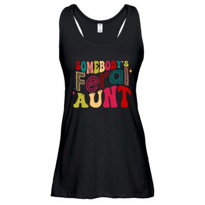 Somebody's Feral Aunt Groovy Mothers' Day Mom Aunt Ladies Essential Flowy Tank