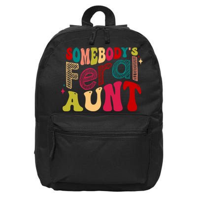 Somebody's Feral Aunt Groovy Mothers' Day Mom Aunt 16 in Basic Backpack