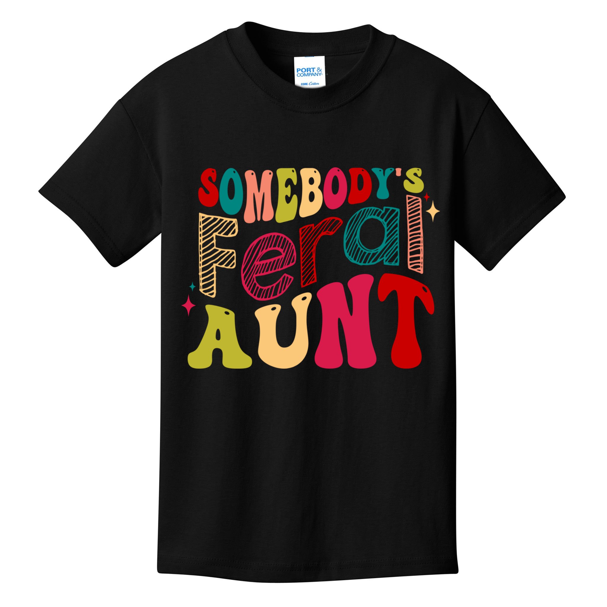 Somebody's Feral Aunt Groovy Mothers' Day Mom Aunt Kids T-Shirt