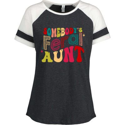 Somebody's Feral Aunt Groovy Mothers' Day Mom Aunt Enza Ladies Jersey Colorblock Tee