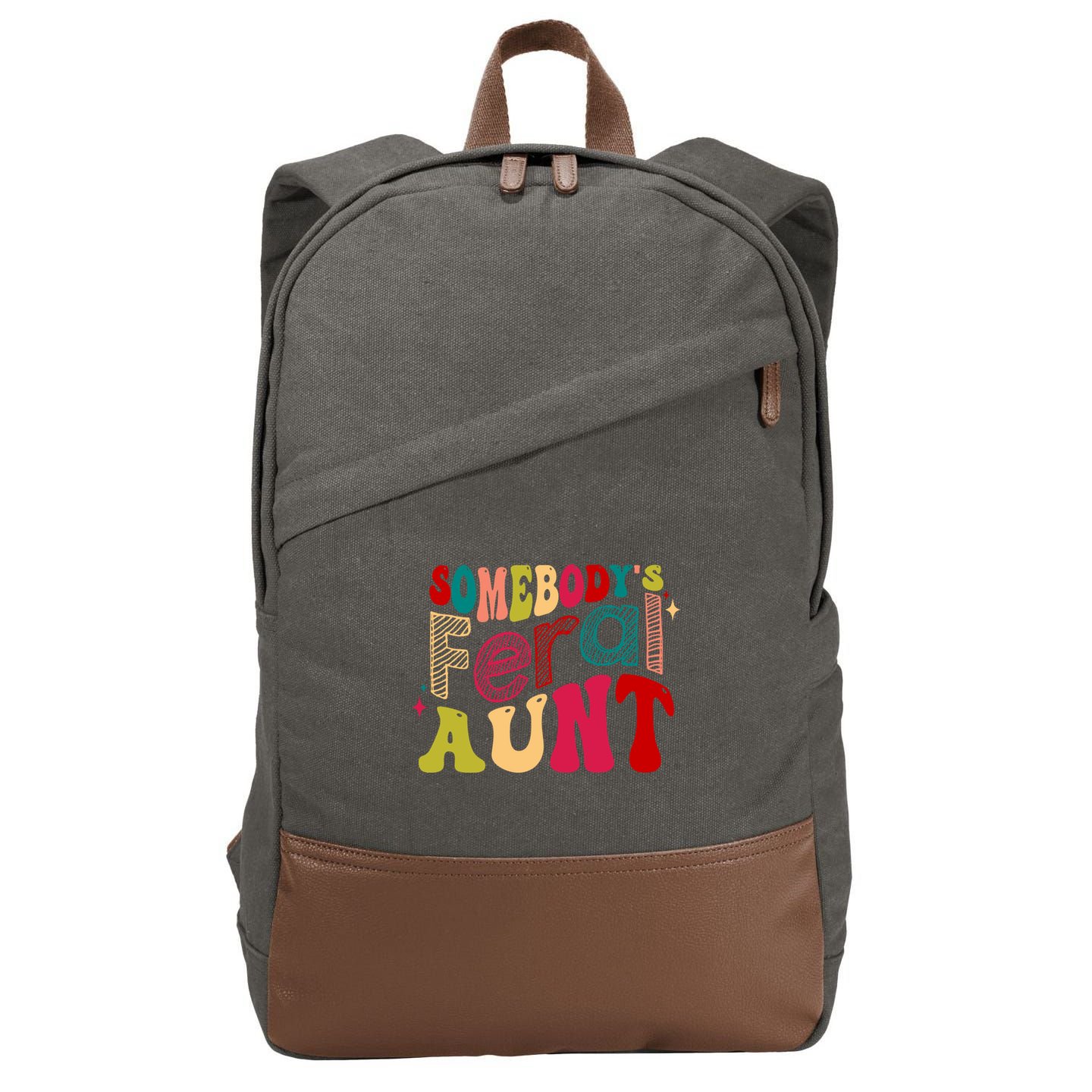Somebody's Feral Aunt Groovy Mothers' Day Mom Aunt Cotton Canvas Backpack