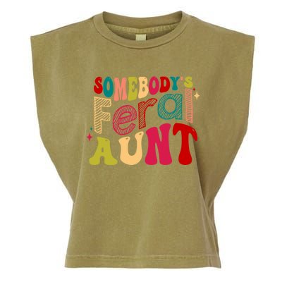 Somebody's Feral Aunt Groovy Mothers' Day Mom Aunt Garment-Dyed Women's Muscle Tee