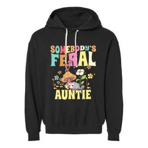 Somebody's Feral Auntie Opossum Wild Aunt Groovy Mushroom  Garment-Dyed Fleece Hoodie