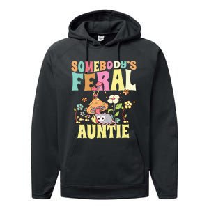 Somebody's Feral Auntie Opossum Wild Aunt Groovy Mushroom  Performance Fleece Hoodie