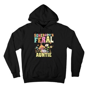 Somebody's Feral Auntie Opossum Wild Aunt Groovy Mushroom  Hoodie