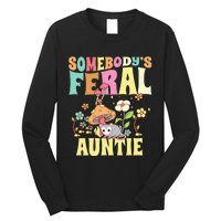 Somebody's Feral Auntie Opossum Wild Aunt Groovy Mushroom  Long Sleeve Shirt