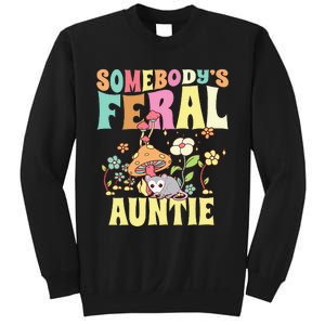 Somebody's Feral Auntie Opossum Wild Aunt Groovy Mushroom  Sweatshirt