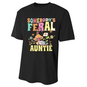 Somebody's Feral Auntie Opossum Wild Aunt Groovy Mushroom  Performance Sprint T-Shirt