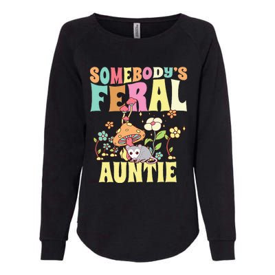 Somebody's Feral Auntie Opossum Wild Aunt Groovy Mushroom  Womens California Wash Sweatshirt