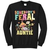 Somebody's Feral Auntie Opossum Wild Aunt Groovy Mushroom  Tall Sweatshirt