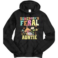 Somebody's Feral Auntie Opossum Wild Aunt Groovy Mushroom  Tie Dye Hoodie