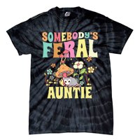 Somebody's Feral Auntie Opossum Wild Aunt Groovy Mushroom  Tie-Dye T-Shirt