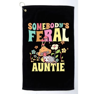 Somebody's Feral Auntie Opossum Wild Aunt Groovy Mushroom  Platinum Collection Golf Towel