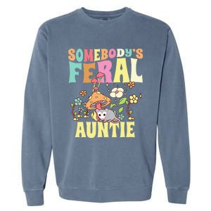 Somebody's Feral Auntie Opossum Wild Aunt Groovy Mushroom  Garment-Dyed Sweatshirt