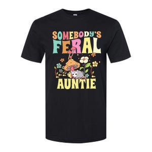 Somebody's Feral Auntie Opossum Wild Aunt Groovy Mushroom  Softstyle CVC T-Shirt