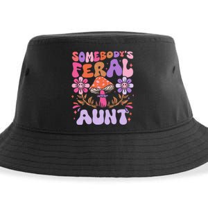 Somebody's Feral Aunt Groovy For Cool Aunt Gift For Aunt Sustainable Bucket Hat