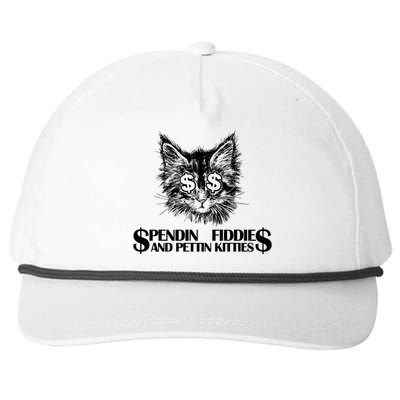 Spend Fiddie And Pettin Kitties Animals Dark Clothing Cat Snapback Five-Panel Rope Hat