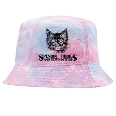 Spend Fiddie And Pettin Kitties Animals Dark Clothing Cat Tie-Dyed Bucket Hat