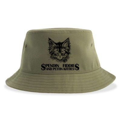 Spend Fiddie And Pettin Kitties Animals Dark Clothing Cat Sustainable Bucket Hat