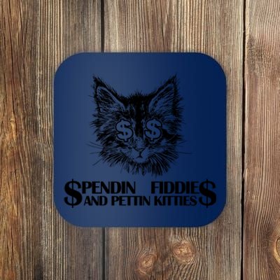 Spend Fiddie And Pettin Kitties Animals Dark Clothing Cat Coaster