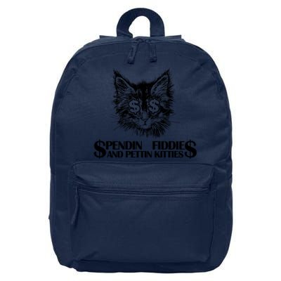 Spend Fiddie And Pettin Kitties Animals Dark Clothing Cat 16 in Basic Backpack