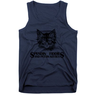 Spend Fiddie And Pettin Kitties Animals Dark Clothing Cat Tank Top