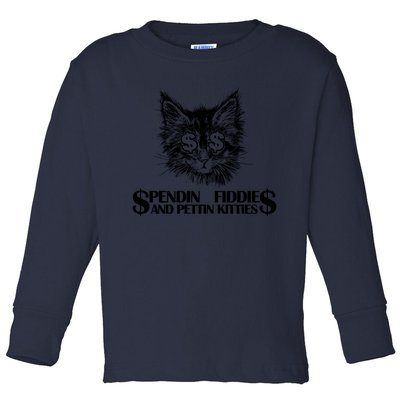 Spend Fiddie And Pettin Kitties Animals Dark Clothing Cat Toddler Long Sleeve Shirt