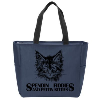 Spend Fiddie And Pettin Kitties Animals Dark Clothing Cat Zip Tote Bag