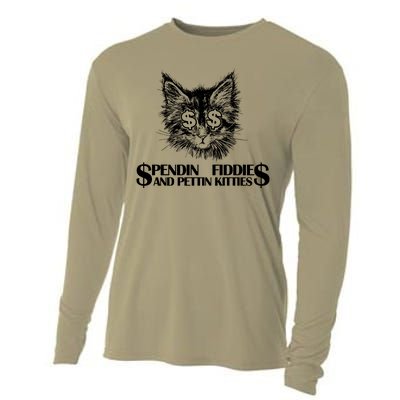 Spend Fiddie And Pettin Kitties Animals Dark Clothing Cat Cooling Performance Long Sleeve Crew