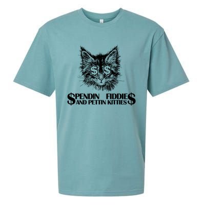 Spend Fiddie And Pettin Kitties Animals Dark Clothing Cat Sueded Cloud Jersey T-Shirt