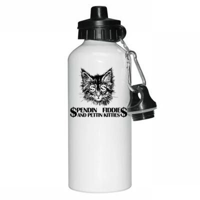 Spend Fiddie And Pettin Kitties Animals Dark Clothing Cat Aluminum Water Bottle