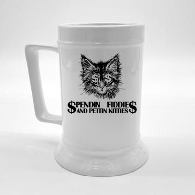 Spend Fiddie And Pettin Kitties Animals Dark Clothing Cat Beer Stein