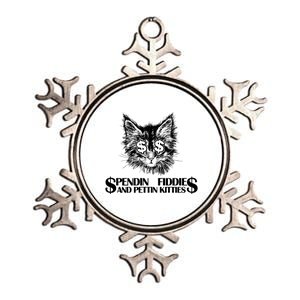 Spend Fiddie And Pettin Kitties Animals Dark Clothing Cat Metallic Star Ornament