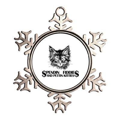 Spend Fiddie And Pettin Kitties Animals Dark Clothing Cat Metallic Star Ornament