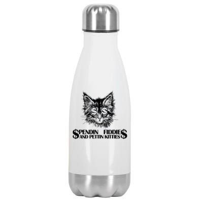 Spend Fiddie And Pettin Kitties Animals Dark Clothing Cat Stainless Steel Insulated Water Bottle