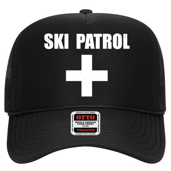 Skiing First Aid Winter Ski Patrol High Crown Mesh Back Trucker Hat