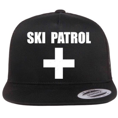 Skiing First Aid Winter Ski Patrol Flat Bill Trucker Hat