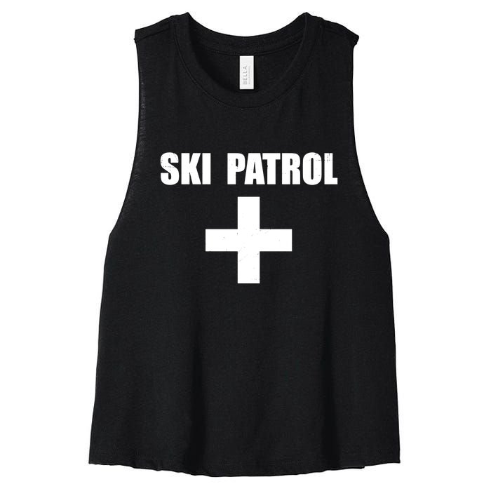 Skiing First Aid Winter Ski Patrol Women's Racerback Cropped Tank